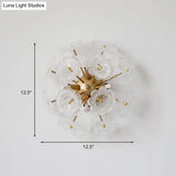 Contemporary Clear Glass Flower Wall Sconce With 4 Gold-Finished Heads