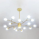 Contemporary Clear Glass Globe Chandelier For Living Room Ceiling 15 / Gold
