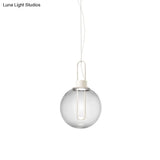 Contemporary Clear Glass Sphere Pendant Lighting - 1 Light White/Black Hanging Lamp Fixture For