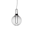 Contemporary Clear Glass Sphere Pendant Lighting - 1 Light White/Black Hanging Lamp Fixture For