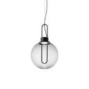 Contemporary Clear Glass Sphere Pendant Lighting - 1 Light White/Black Hanging Lamp Fixture For
