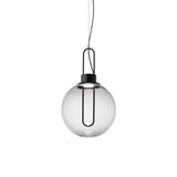 Contemporary Clear Glass Sphere Pendant Lighting - 1 Light White/Black Hanging Lamp Fixture For