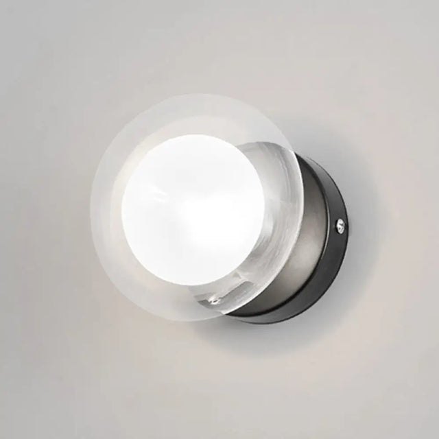 Contemporary Clear Glass Spherical Wall Sconce - Black And Gold 1/3 Light 1 /