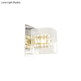 Contemporary Clear Glass Wall Sconce With Chrome Inner Wire Shade - Ideal For Corridors 1 Light Lamp