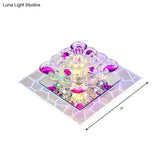 Contemporary Clear Led Crystal Ceiling Lamp For Hallway - Flower Square Flush Mount