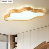 Contemporary Cloud Flush Mount Wood Ceiling Light - Led 19.5/25 W Beige Warm/White/3 Color Options /