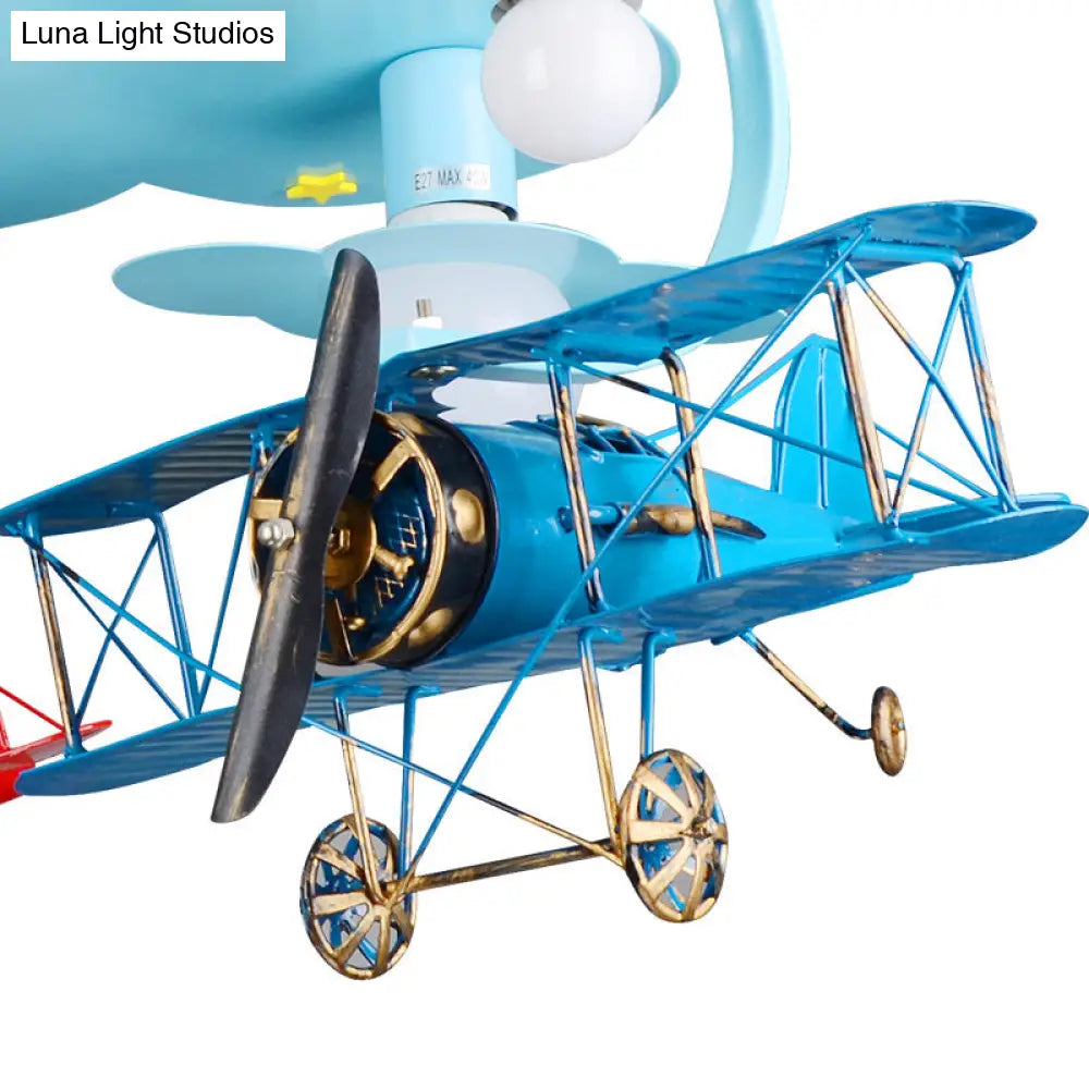 Contemporary Cloud & Glider Semi Flush Mount Ceiling Light For Kindergarten