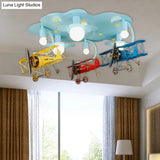 Contemporary Cloud & Glider Semi Flush Mount Ceiling Light For Kindergarten