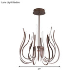 Contemporary Coffee LED Ceiling Chandelier - 19’’/24’’ Wide Curved Suspension Light