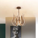 Contemporary Coffee LED Ceiling Chandelier - 19’’/24’’ Wide Curved Suspension Light Brown / 19’’