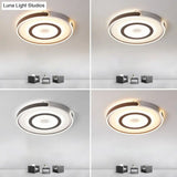 Contemporary Coffee Led Flush Mount Ceiling Light With Metal Halo Ring