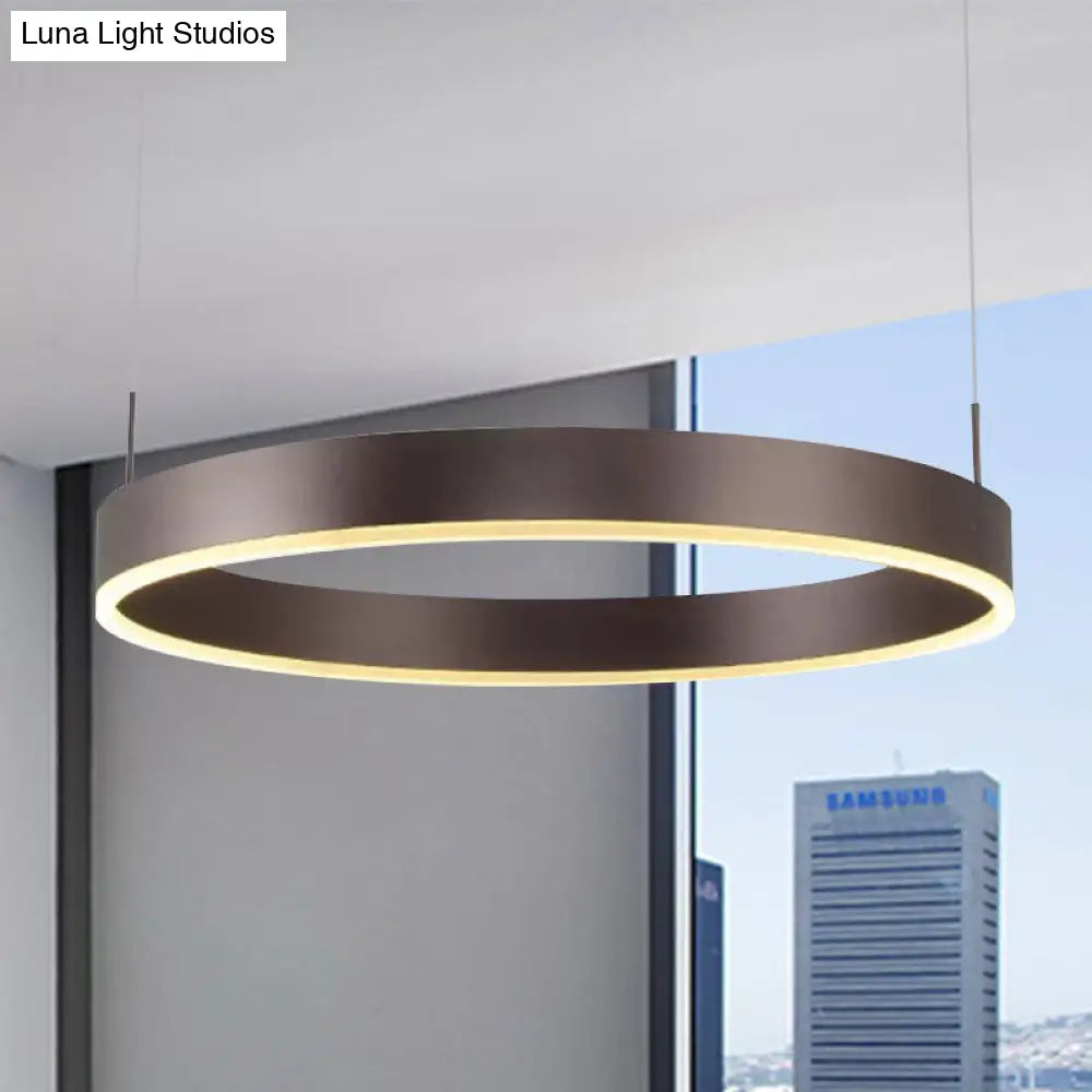 Contemporary Coffee Ring Chandelier Pendant Light With Acrylic Shade - Adjustable 1/2/3-Light
