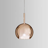 Contemporary Cognac Glass Globe Pendant Light - 1 Dining Room Hanging Fixture Kit 6/8/10 Wide