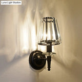 Contemporary Cone Clear Crystal Wall Sconce - Black 1 Light Lamp