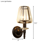 Contemporary Cone Clear Crystal Wall Sconce - Black 1 Light Lamp