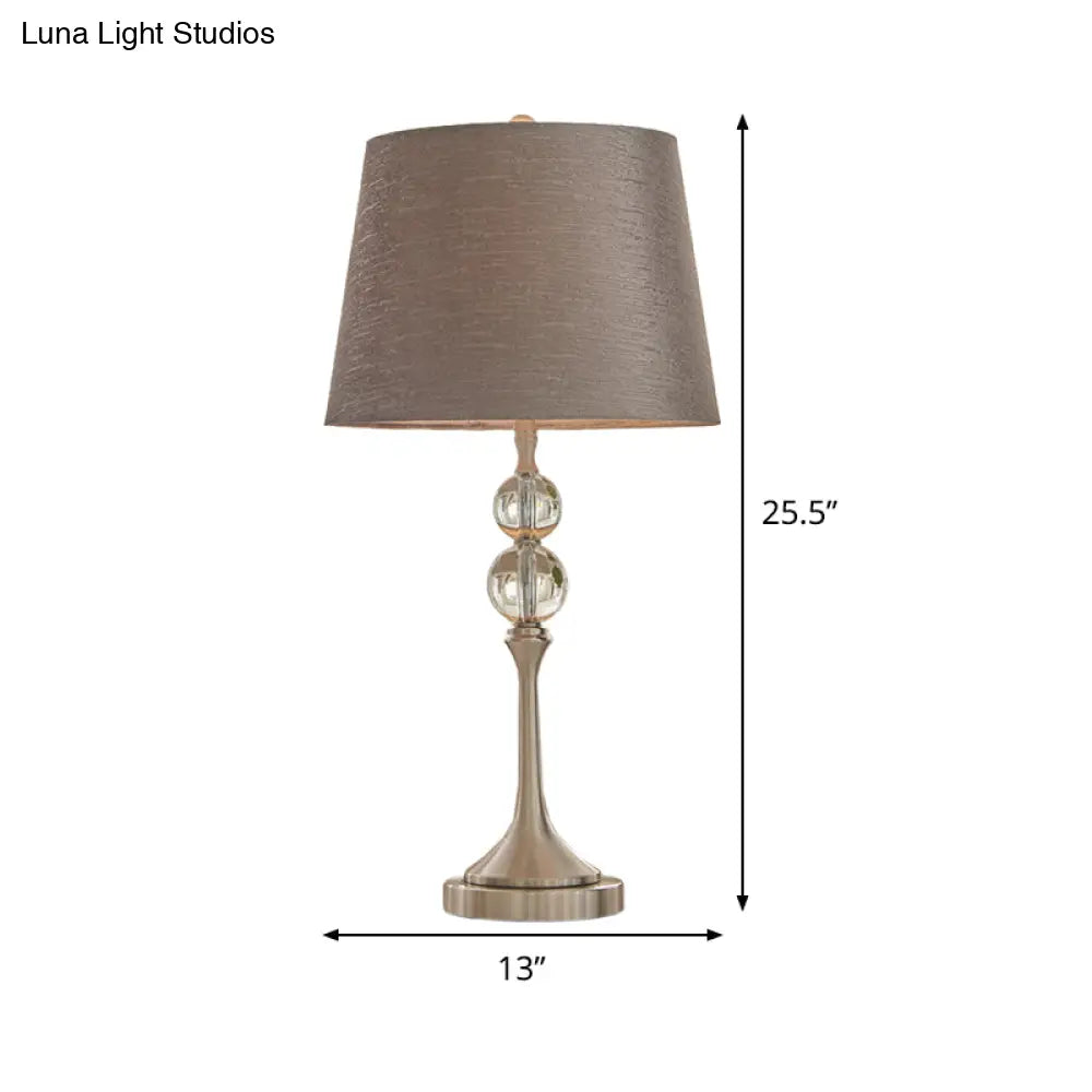 Contemporary Conical Crystal Desk Light - 11/13 Wide Grey Night Table Lamp