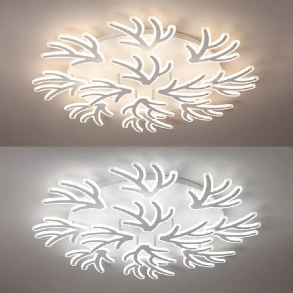 Contemporary Coral Flush Ceiling Light: Acrylic Flushmount With Led Lights In Warm/White/Natural 12