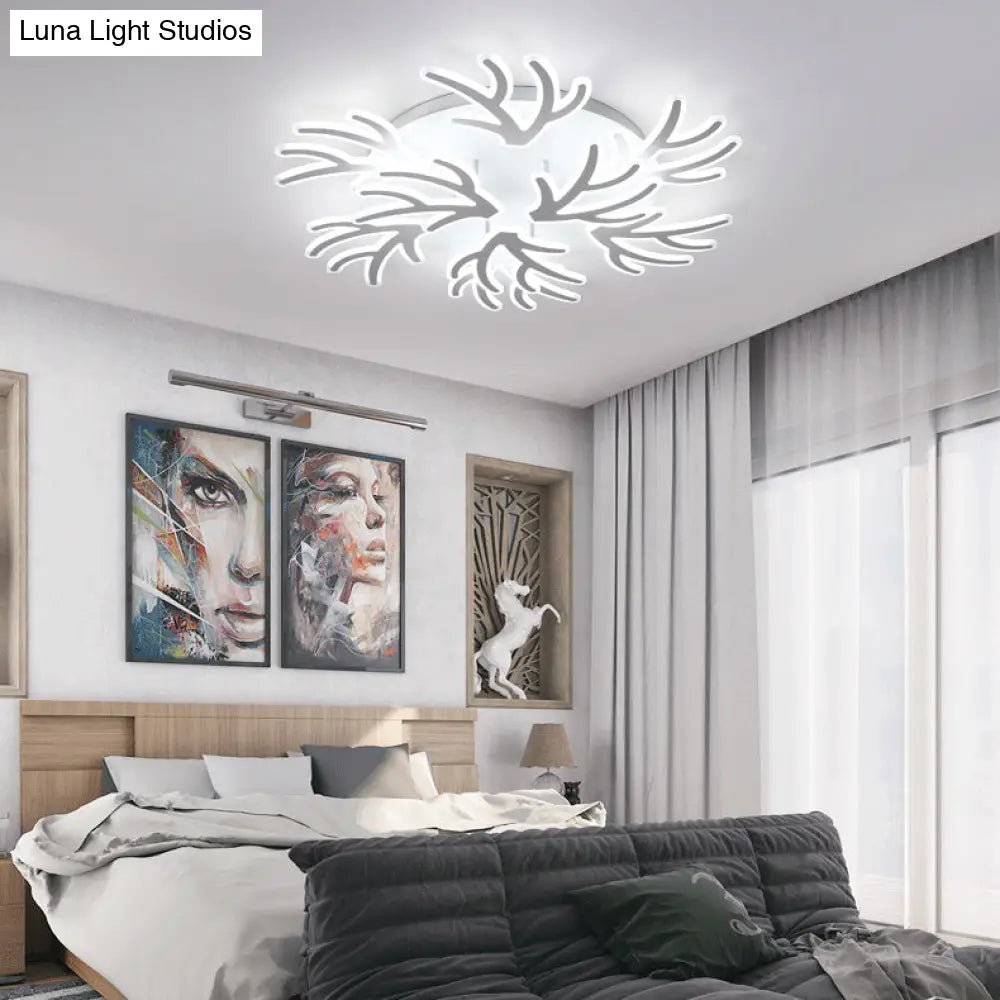 Contemporary Coral Flush Ceiling Light: Acrylic Flushmount With Led Lights In Warm/White/Natural