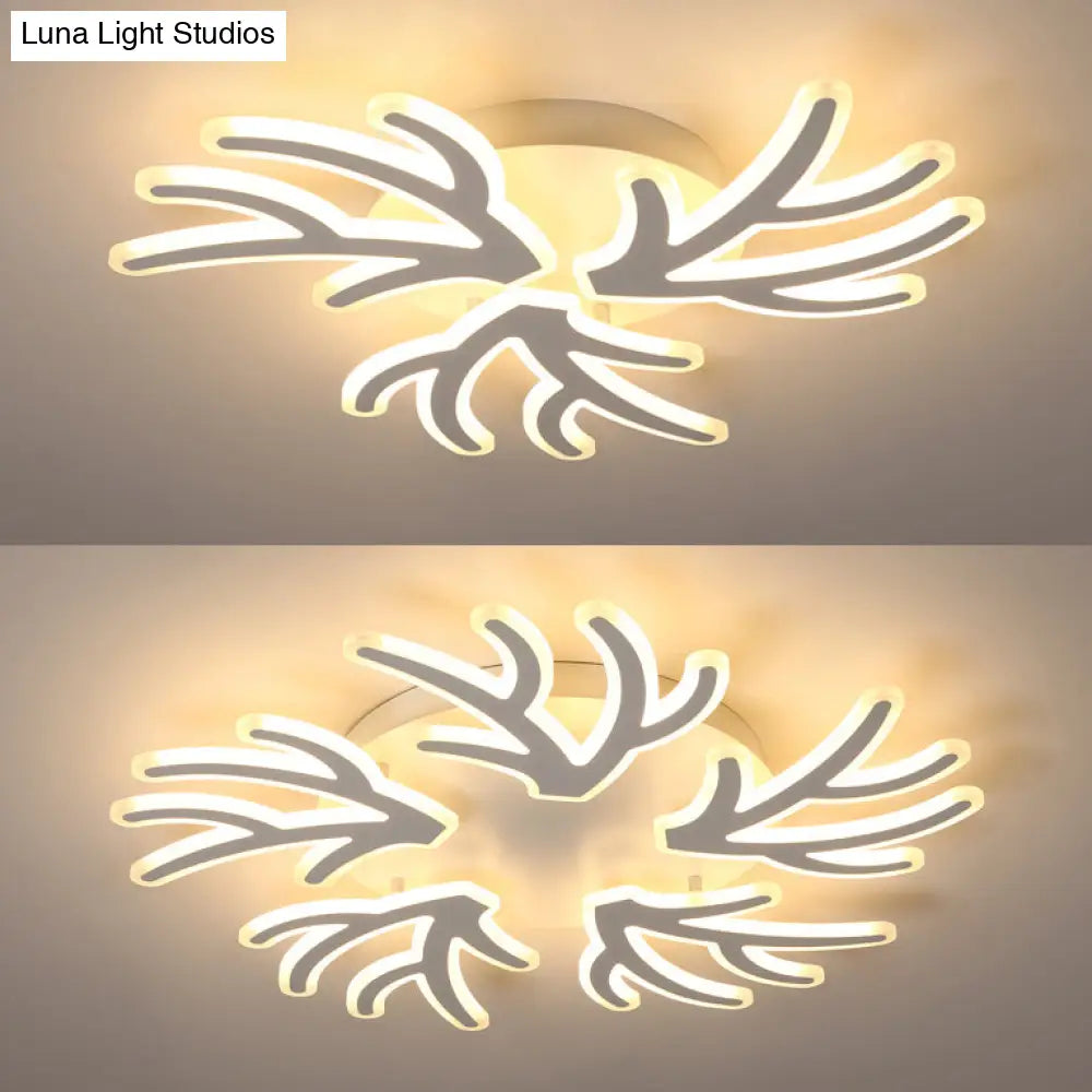 Contemporary Coral Flush Ceiling Light: Acrylic Flushmount With Led Lights In Warm/White/Natural