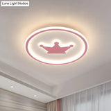 Contemporary Crown Bedroom Led Ceiling Light With Flush Mount & Halo Ring Pink / 15.5 Warm