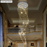 Contemporary Crystal 6 - Head Spiral Flushmount Ceiling Fixture In Stainless Steel