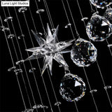 Contemporary Crystal 6 - Head Spiral Flushmount Ceiling Fixture In Stainless Steel