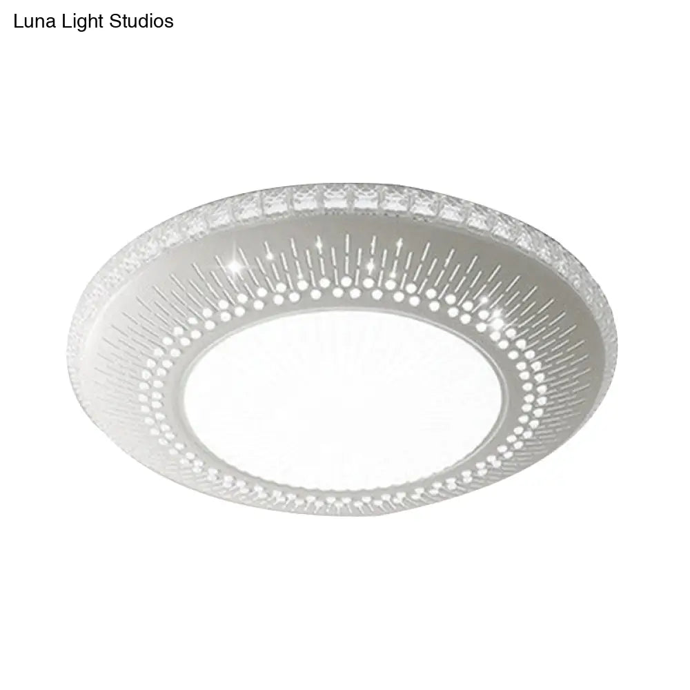 Contemporary Crystal Accent Led Ceiling Lamp - 21’/25’ Round Shade Flush Mount Fixture White Light
