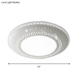 Contemporary Crystal Accent Led Ceiling Lamp - 21’/25’ Round Shade Flush Mount Fixture White Light
