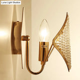 Contemporary Crystal Bead Wall Sconce Light: Rhombus Brass Design