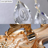 Contemporary Crystal Candelabra Wall Lamp - 2-Light Gold Corridor Mount Light