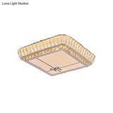 Contemporary Crystal Ceiling Flush Light With Led And White Trellis/Bowknot Design