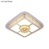 Contemporary Crystal Ceiling Lamp: Round/Flower Led Flushmount Lighting Silver With Warm/White