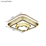 Contemporary Crystal Ceiling Lamp: Round/Flower Led Flushmount Lighting Silver With Warm/White