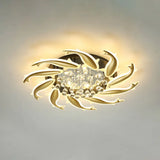 Contemporary Crystal Ceiling Light Fixture Spiral Flush Design For Bedrooms 10 / Brass Remote