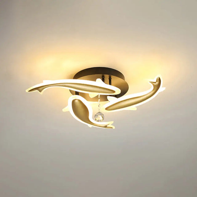 Contemporary Crystal Ceiling Light Fixture Spiral Flush Design For Bedrooms 3 / Brass Warm
