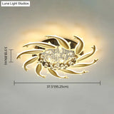 Contemporary Crystal Ceiling Light Fixture Spiral Flush Design For Bedrooms