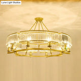 Contemporary Crystal Chandelier: Drum Shape 6/8/10 Lights Black/Gold Hanging Pendant Lamp