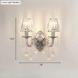 Contemporary Crystal Cone Wall Light Kit - Chrome Sconce With Drops 1/2-Light Fixture