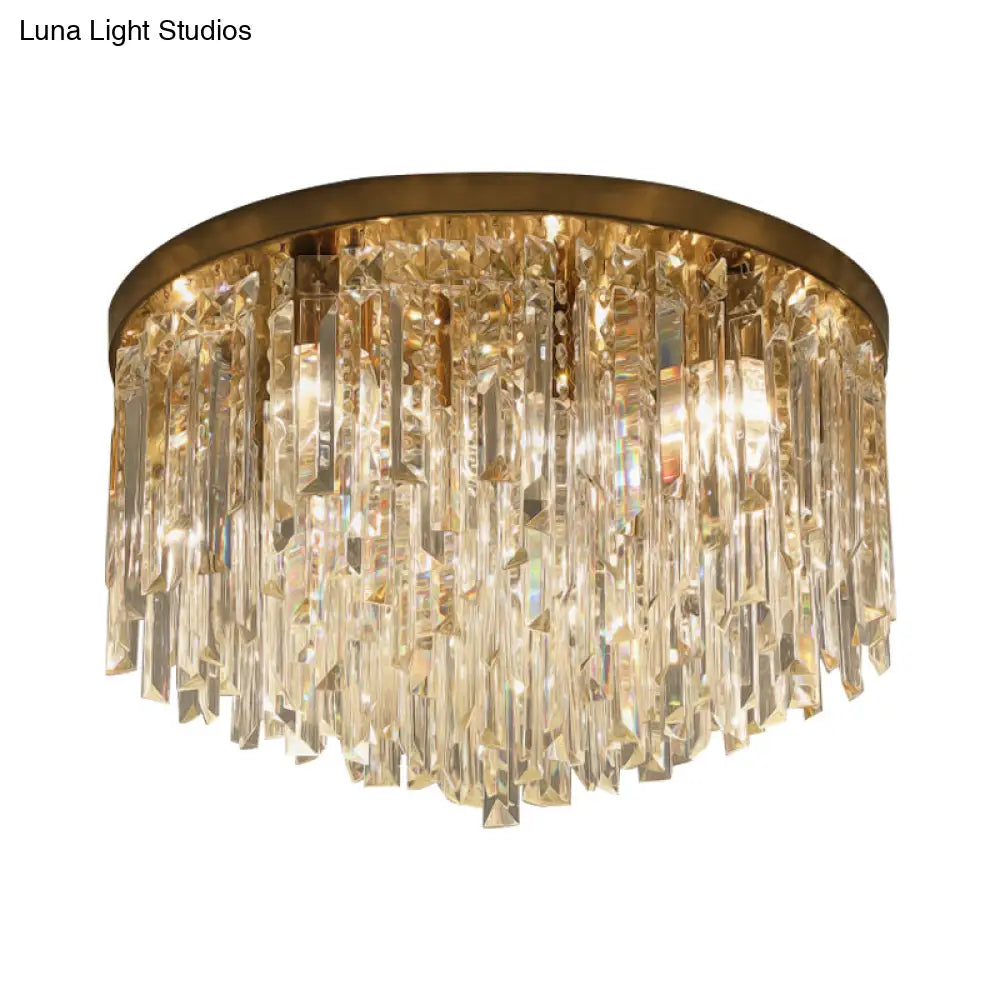 Contemporary Crystal Draping Flush Ceiling Light With Chrome/Gold Finish - 6 Heads Ideal For Bedroom