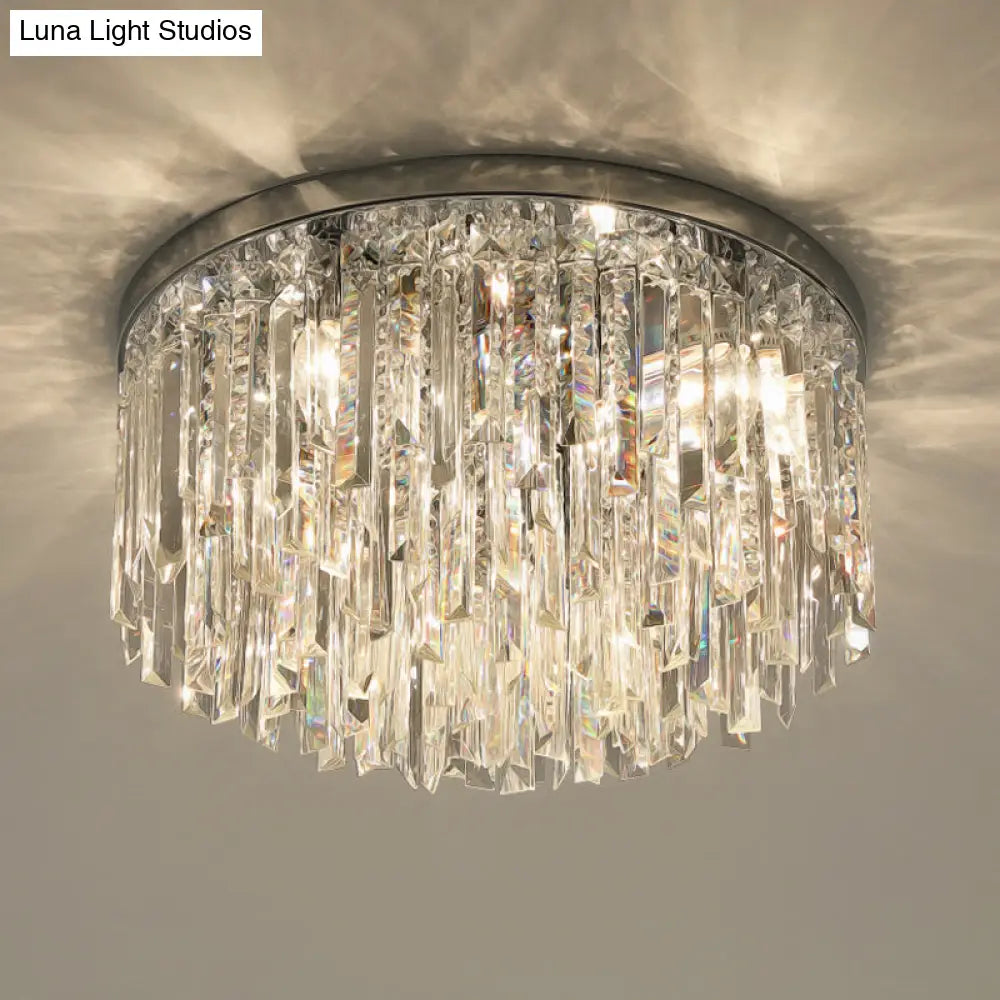Contemporary Crystal Draping Flush Ceiling Light With Chrome/Gold Finish - 6 Heads Ideal For Bedroom