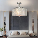 Contemporary Crystal Drum Ceiling Fixture - 3 Lights Chrome/Black Semi Flush Mount Chrome