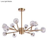 Contemporary Crystal Glass Chandelier - Stylish Spherical Ceiling Lighting For Living Room