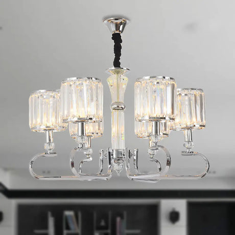 Contemporary Crystal Hanging Ceiling Light - Chrome Chandelier 3/6 Options 6 /