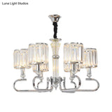 Contemporary Crystal Hanging Ceiling Light - Chrome Chandelier 3/6 Options