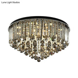 Contemporary Crystal Led Ceiling Lamp - 19.5’/23.5’ Multi - Tier Flush Mount In Smoke Grey For