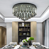 Contemporary Crystal Led Ceiling Lamp - 19.5’/23.5’ Multi - Tier Flush Mount In Smoke Grey For