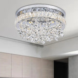 Contemporary Crystal Led Ceiling Light - Chrome Flush Mount In 3 Sizes / 18’
