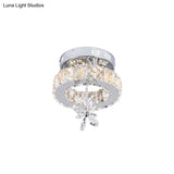 Contemporary Crystal Led Ceiling Light - Chrome Flush Mount In 3 Sizes