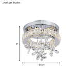 Contemporary Crystal Led Ceiling Light - Chrome Flush Mount In 3 Sizes
