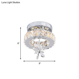 Contemporary Crystal Led Ceiling Light - Chrome Flush Mount In 3 Sizes